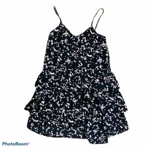 Leith women's black pink dress size Small spaghetti strap ruffle